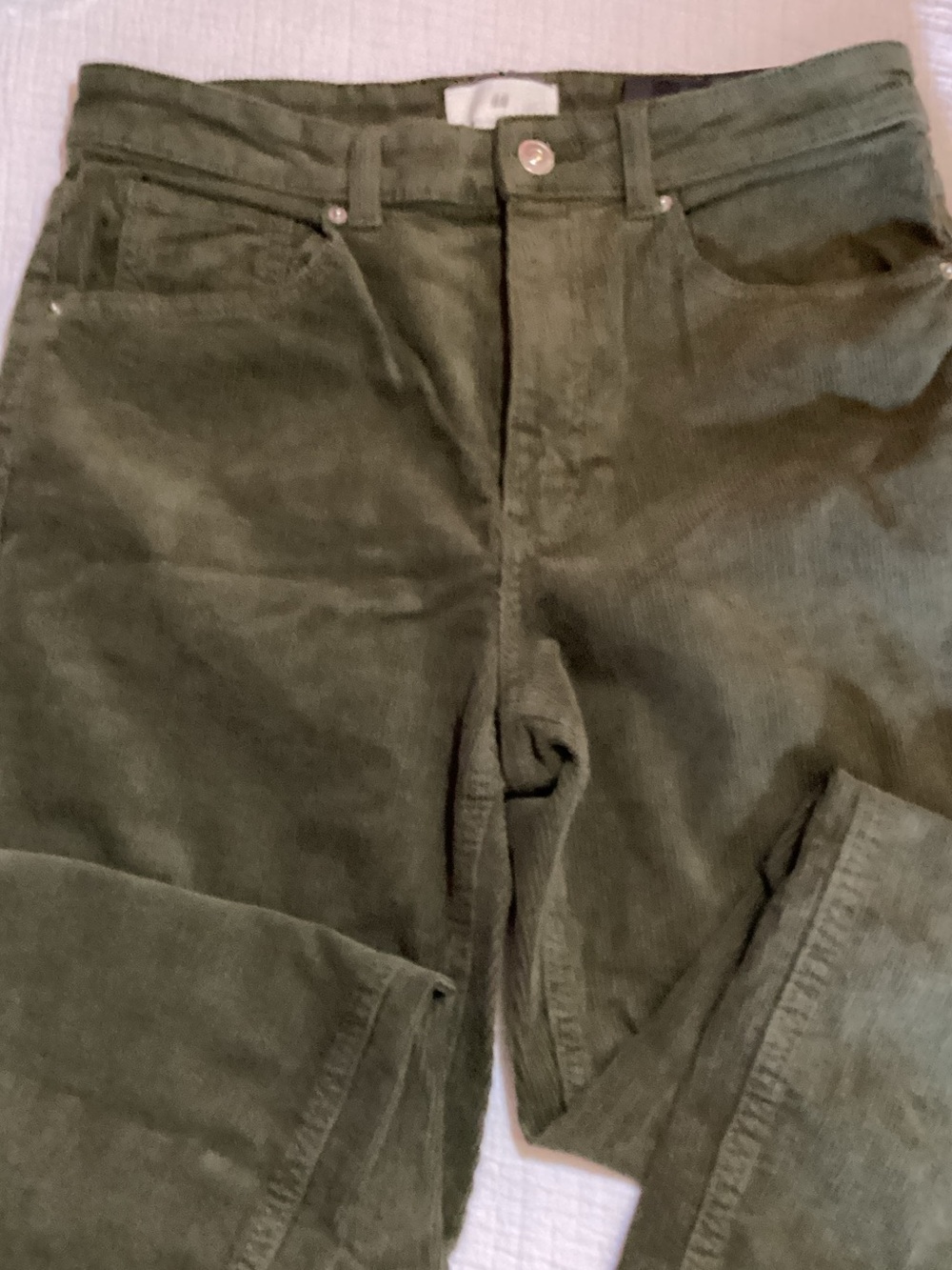H&M Olive Corduroy Straight-Leg Pants
